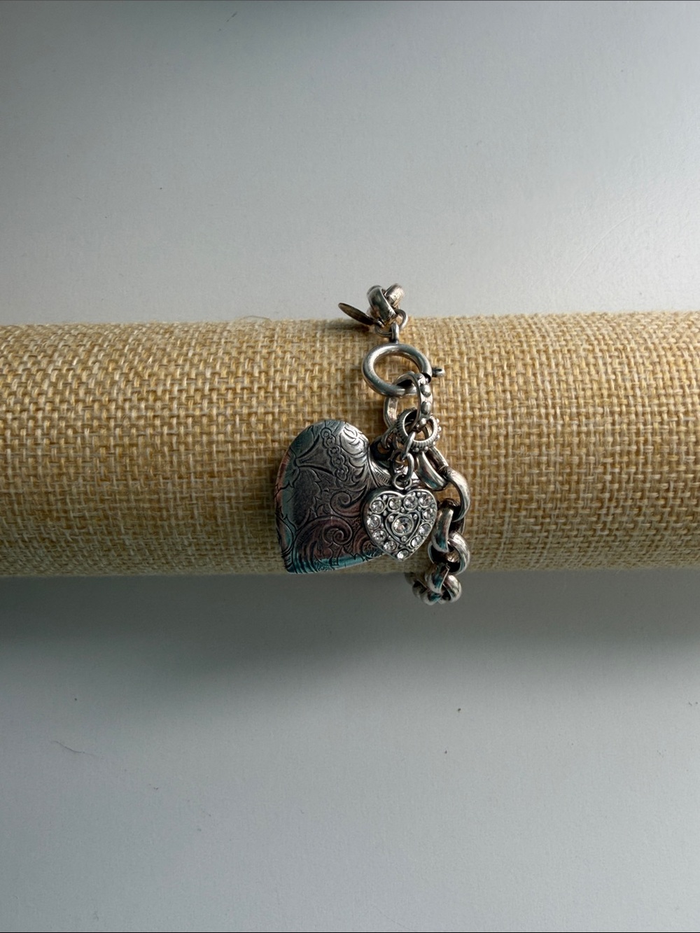 Vintage Catherine Popesco Sterling Silver Heart Locket and Charm Bracelet